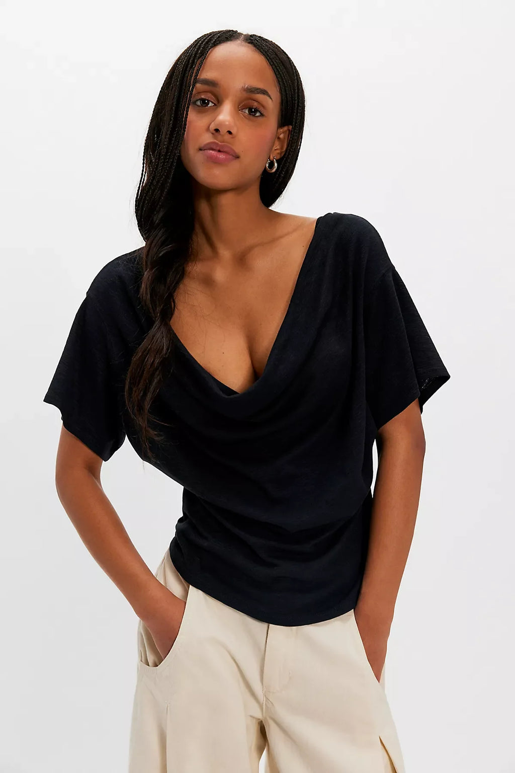 We The Free Tinsley Waterfall Cowl-Neck Top