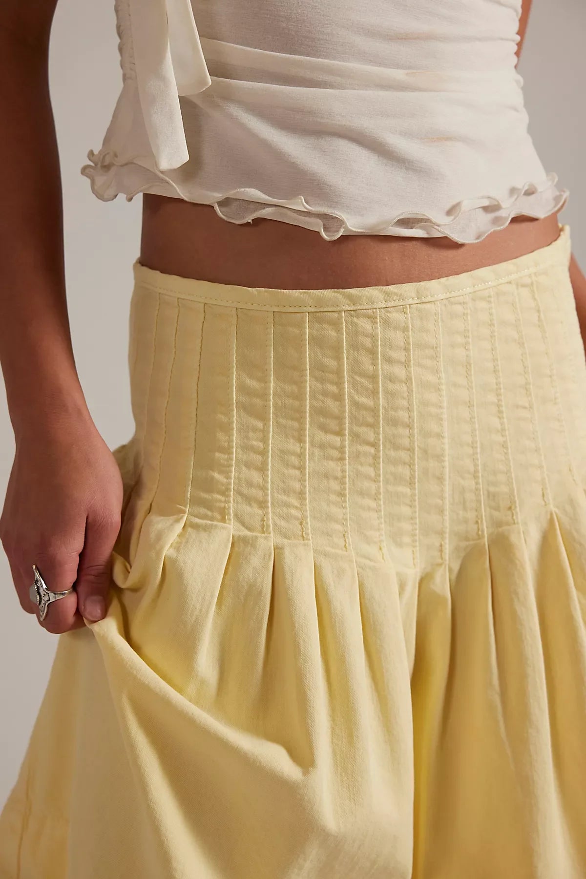 We The Free Peyton Pintuck Denim Midi Skirt