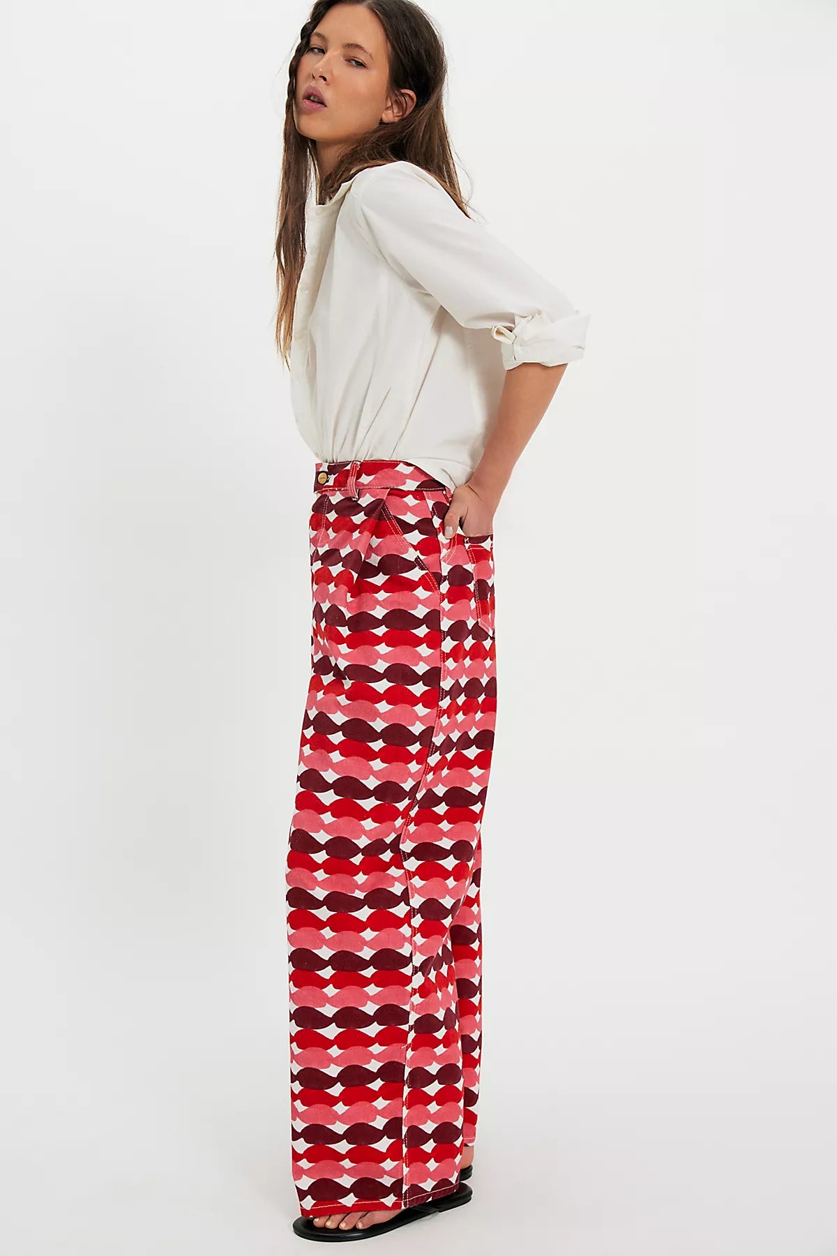 Sixxta Red Glased Balloon Jeans