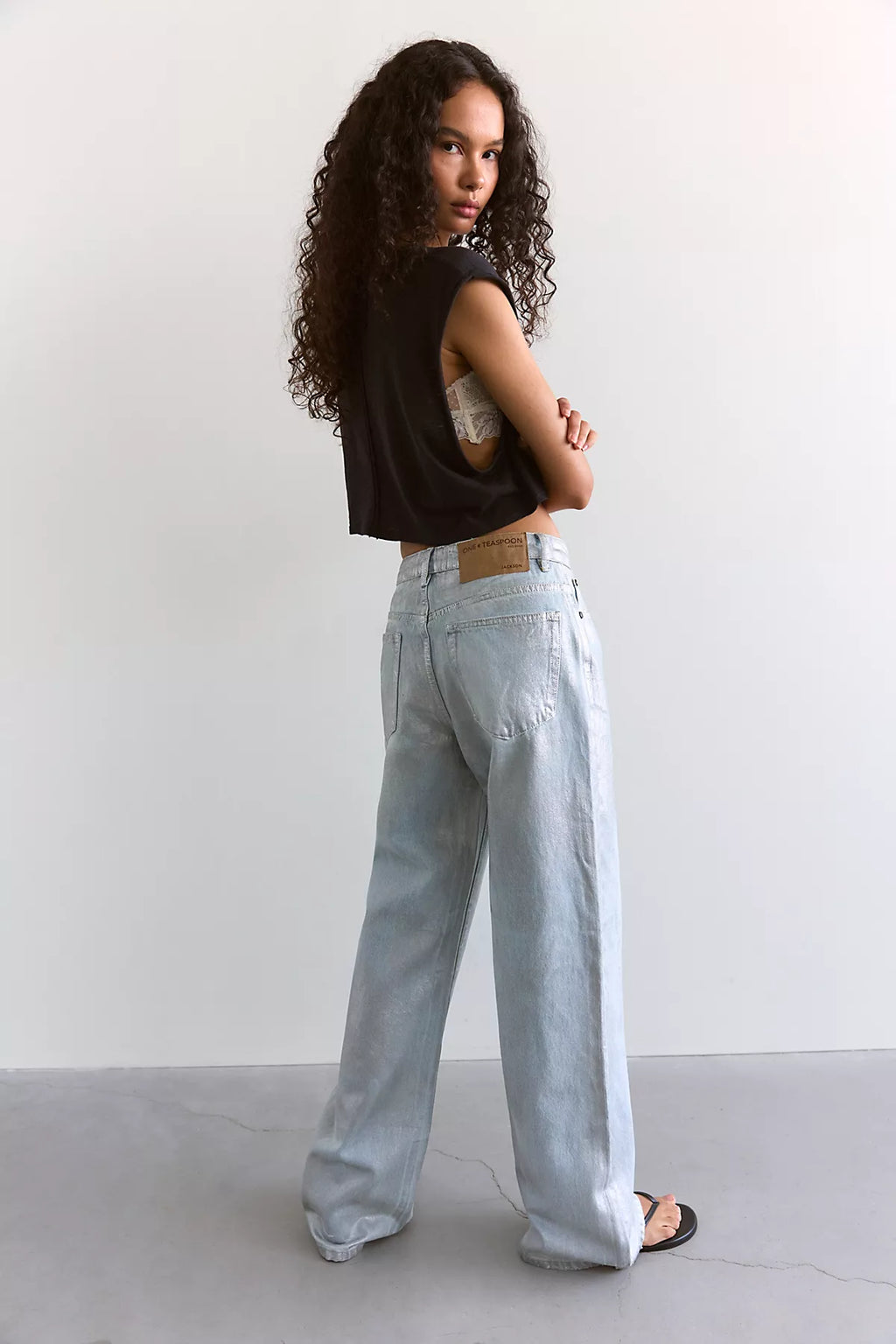 OneTeaspoon Jackson Wide-Leg Metallic Jeans