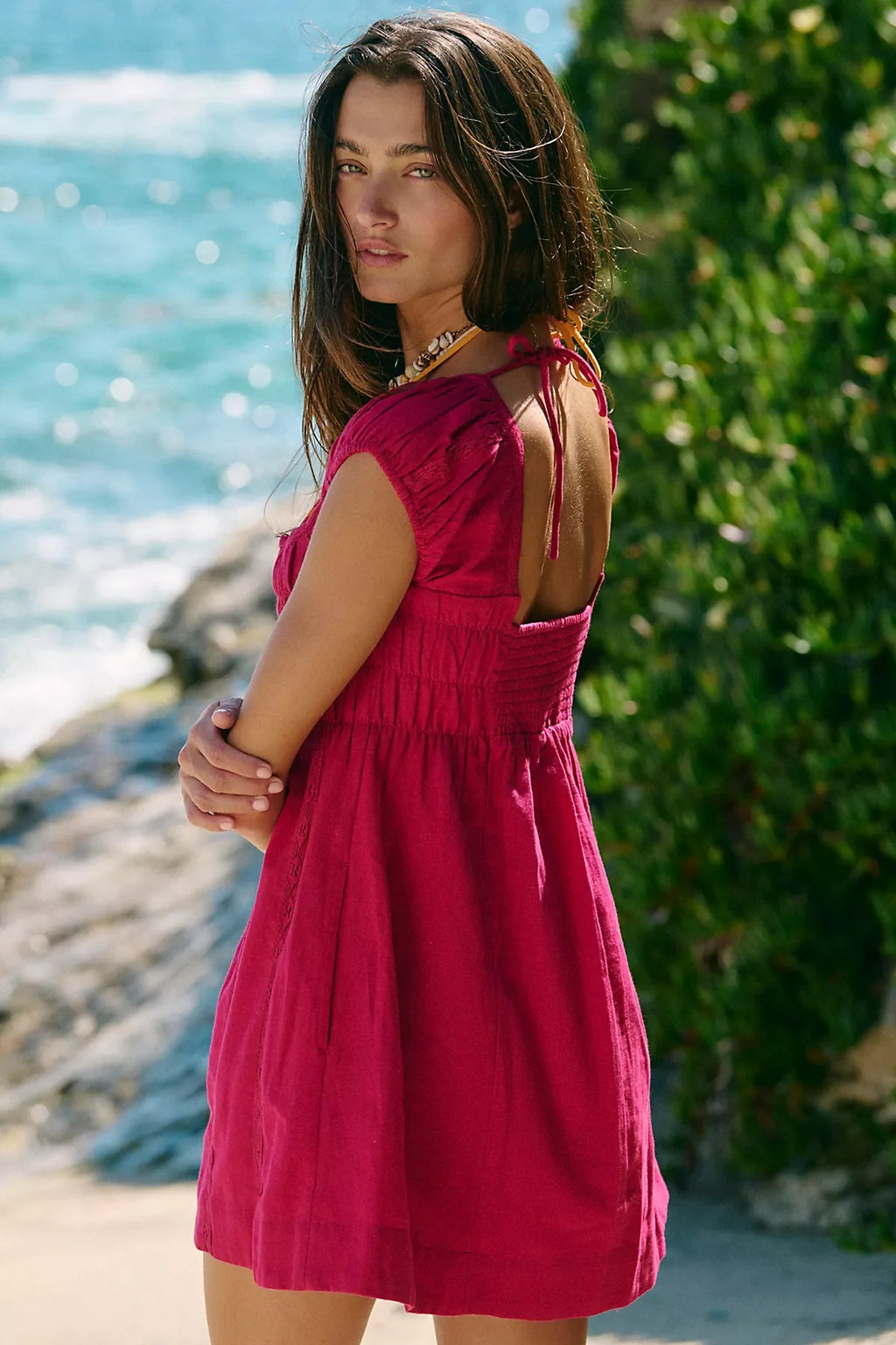 Nina Babydoll Cotton-Linen Mini Dress