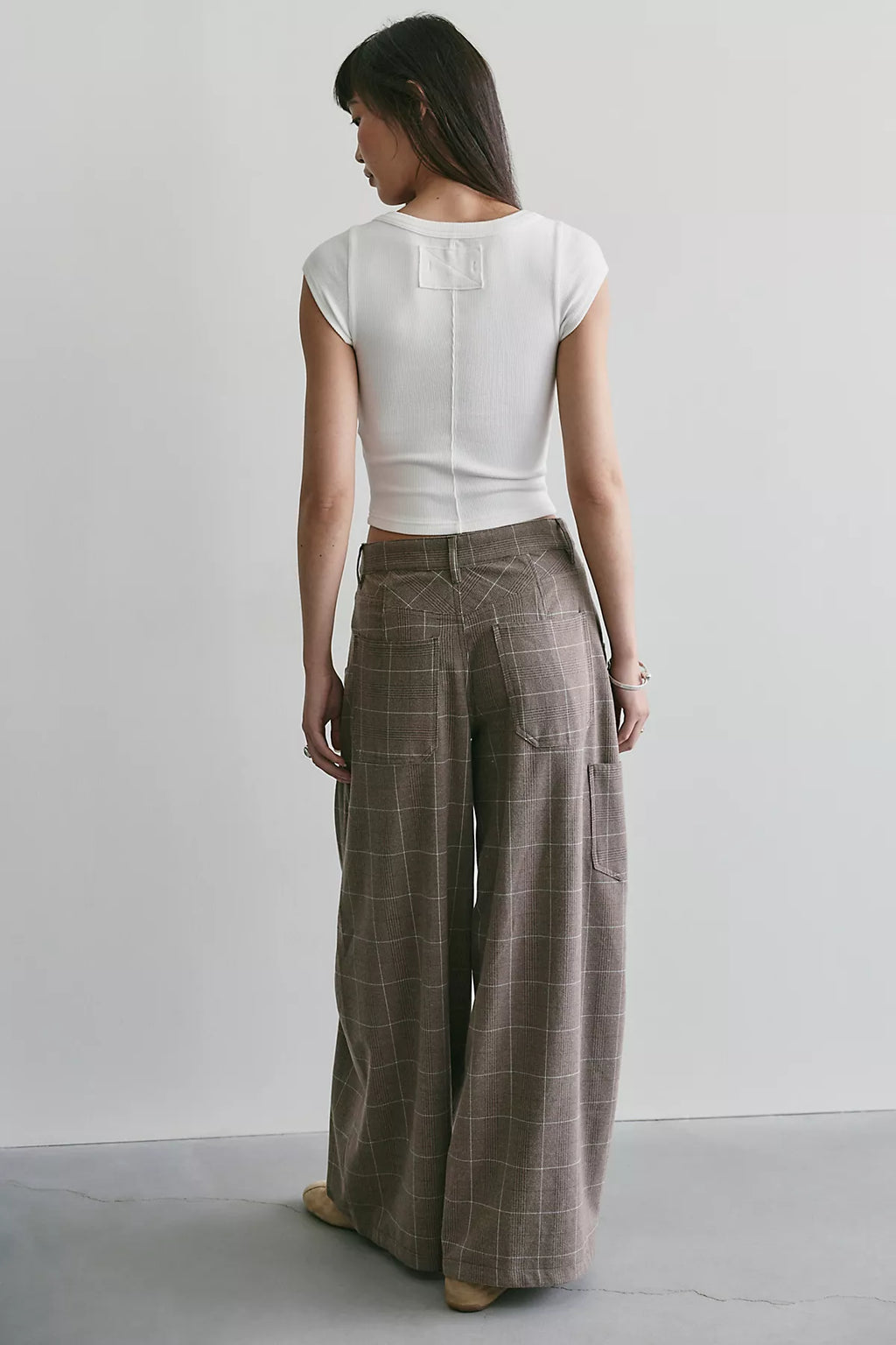 About It Baggy Plaid Suit Trousers