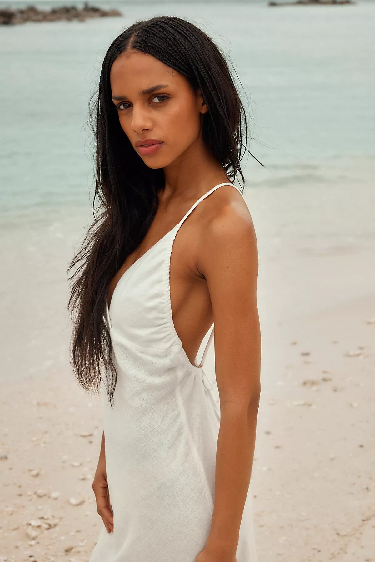 Sandshell Linen Omnia Midi Slip Dress