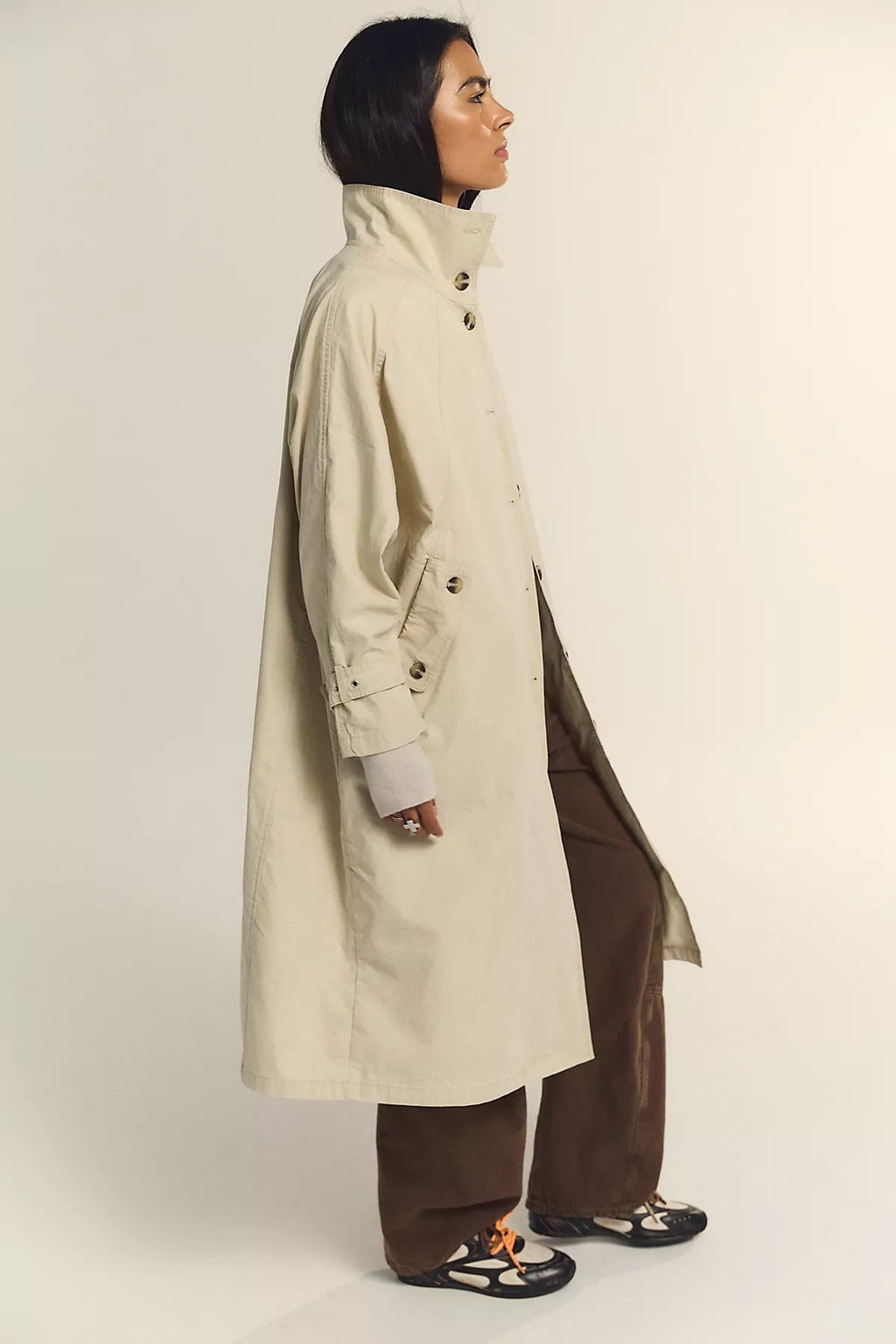 We The Free Drop Down Washed Funnel-Neck Trench