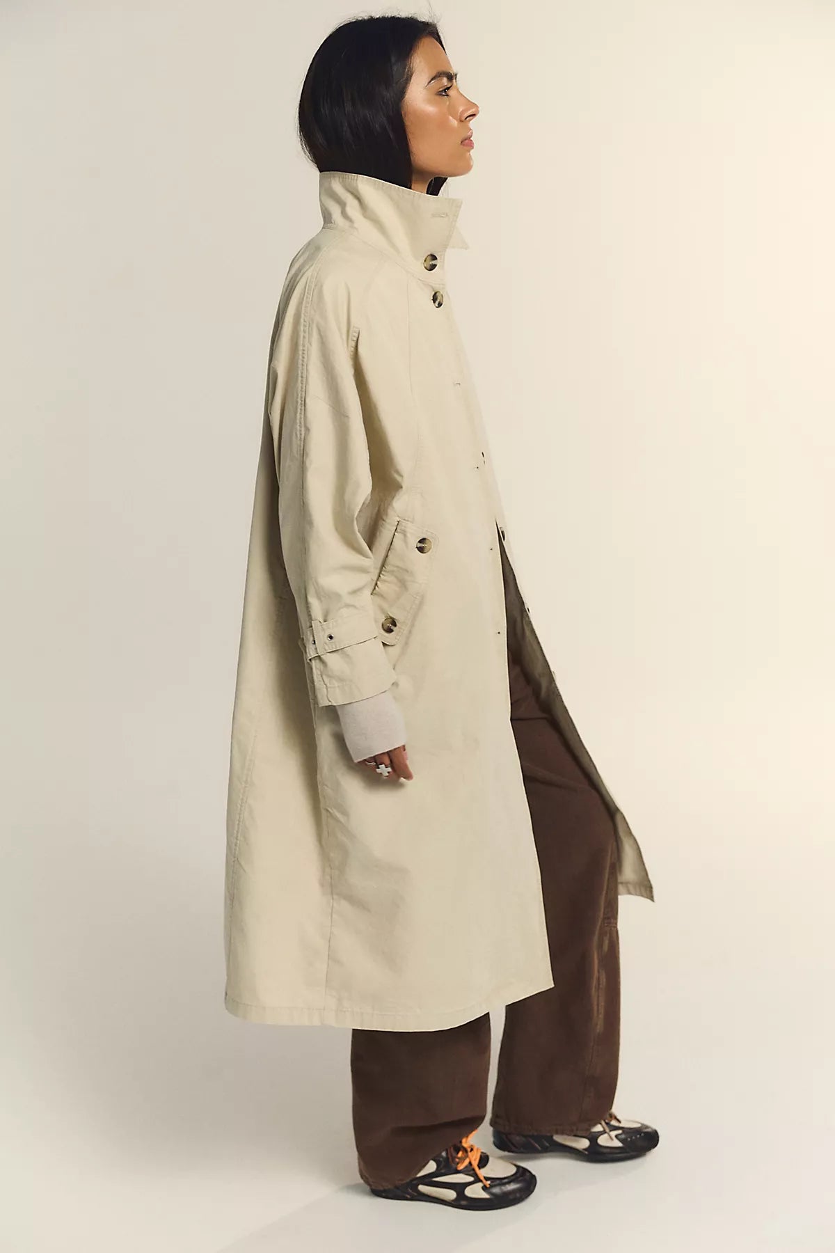 We The Free Drop Down Washed Funnel-Neck Trench