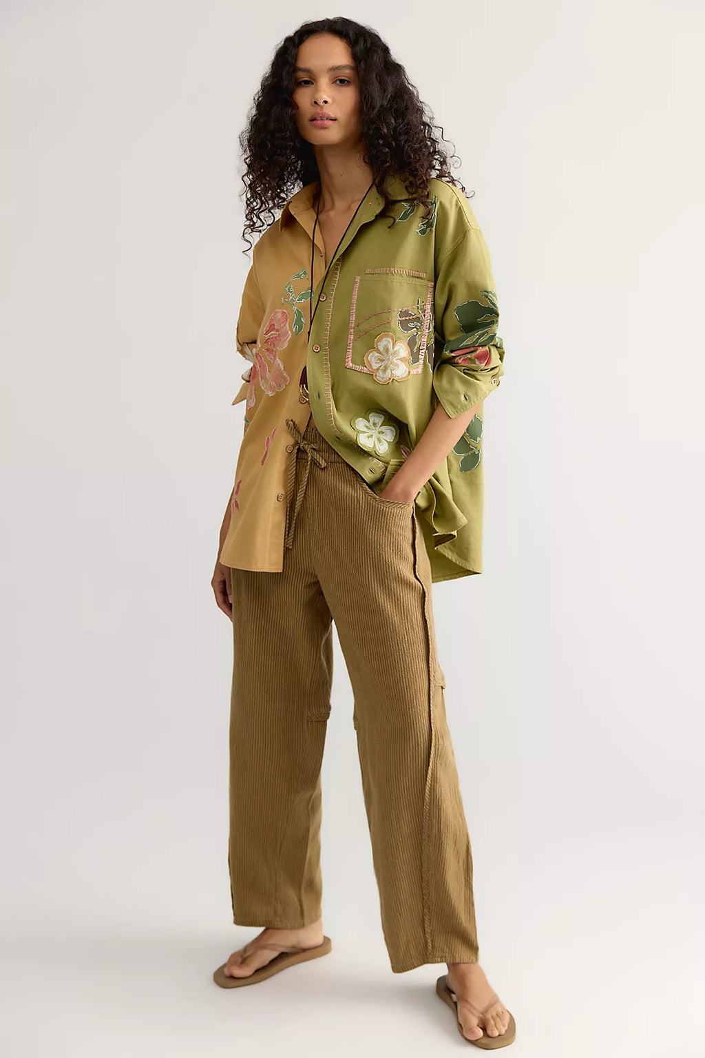 We The Free Nosara Embroidered Button Down Top