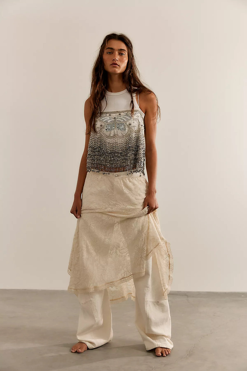 Sheer Emotion Midi Slip Skirt