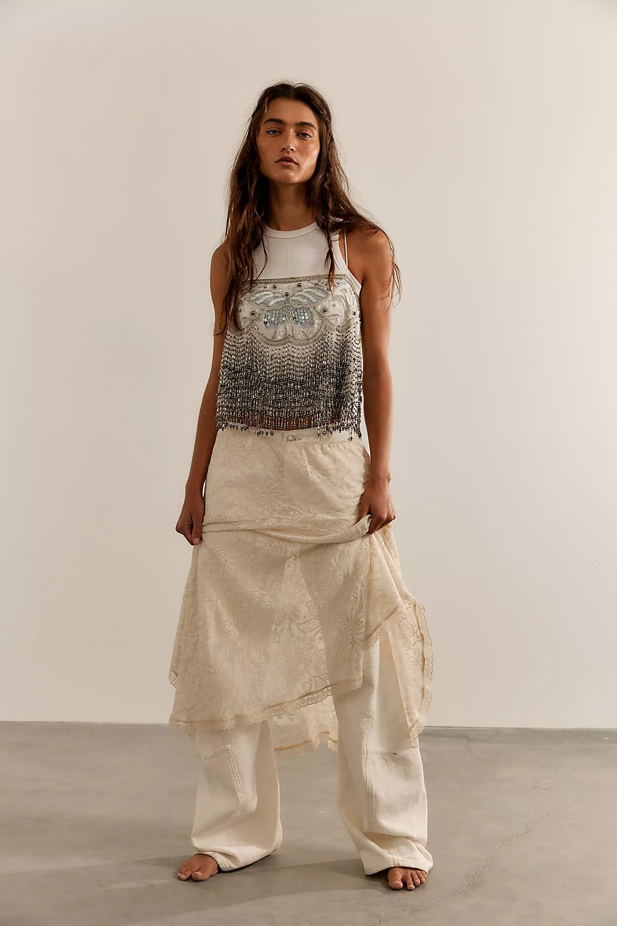 Sheer Emotion Midi Slip Skirt
