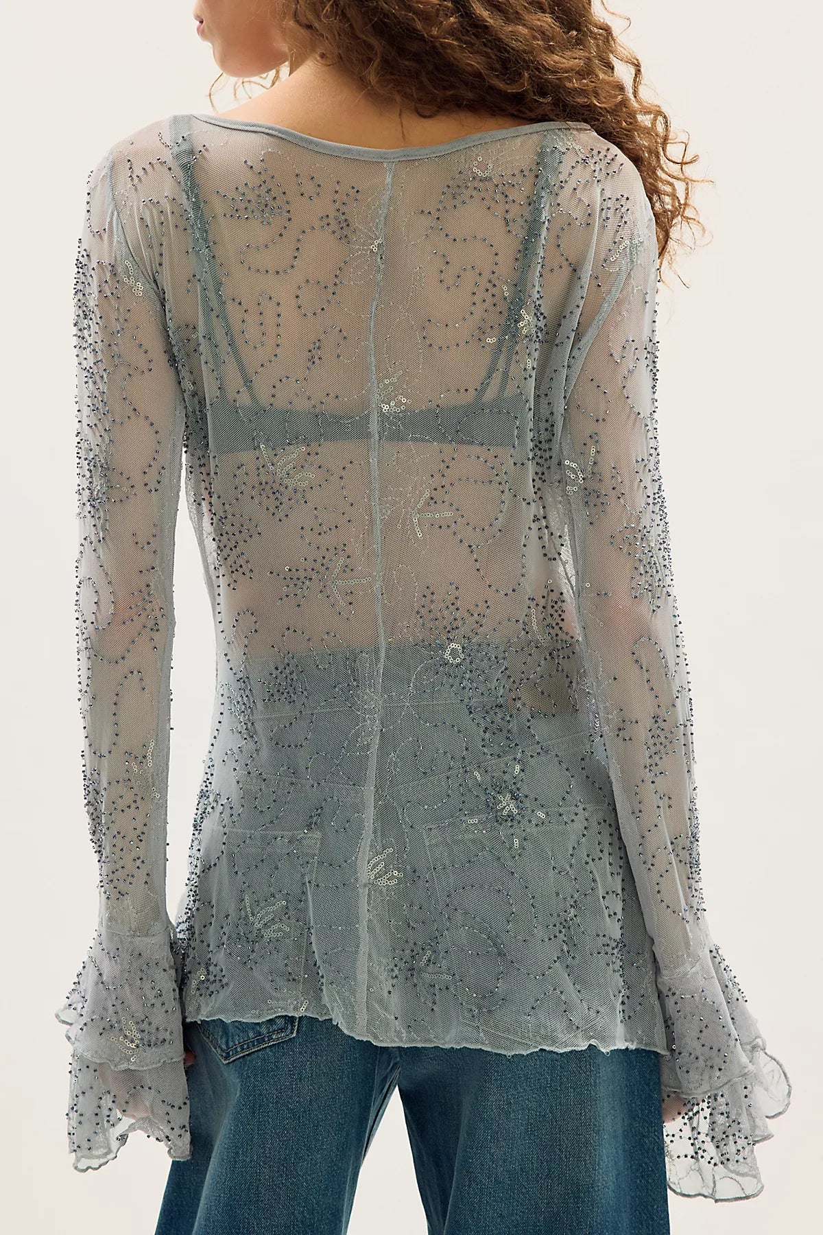One Night Out Long Sleeve Embellished Top