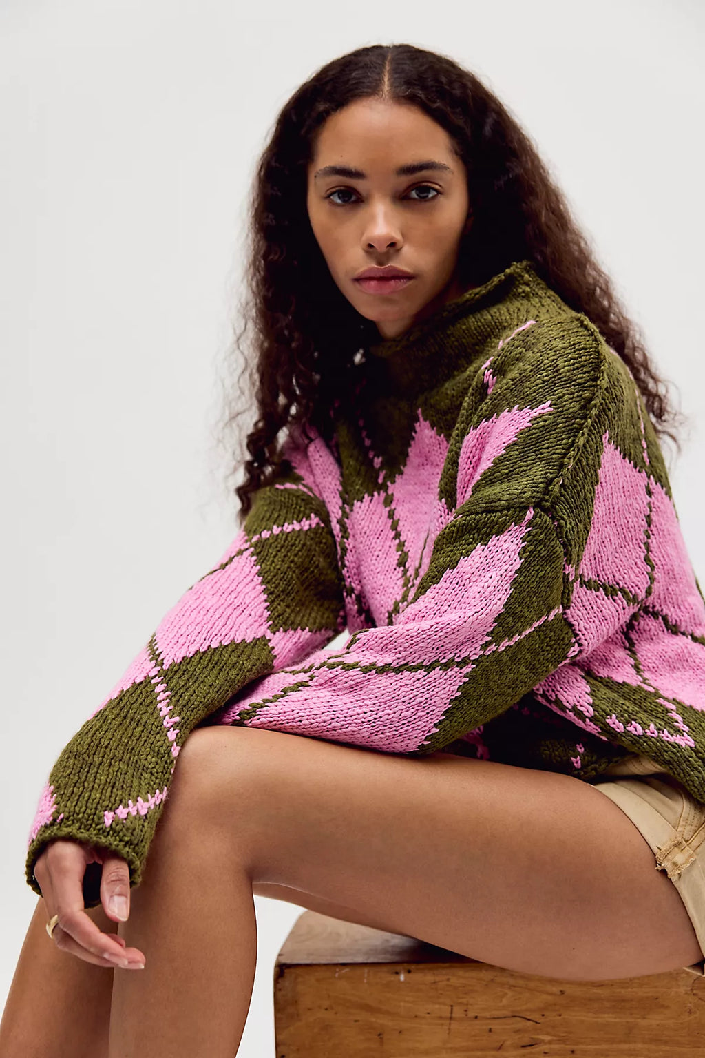 Opal Rollneck Knit Patterned Sweater