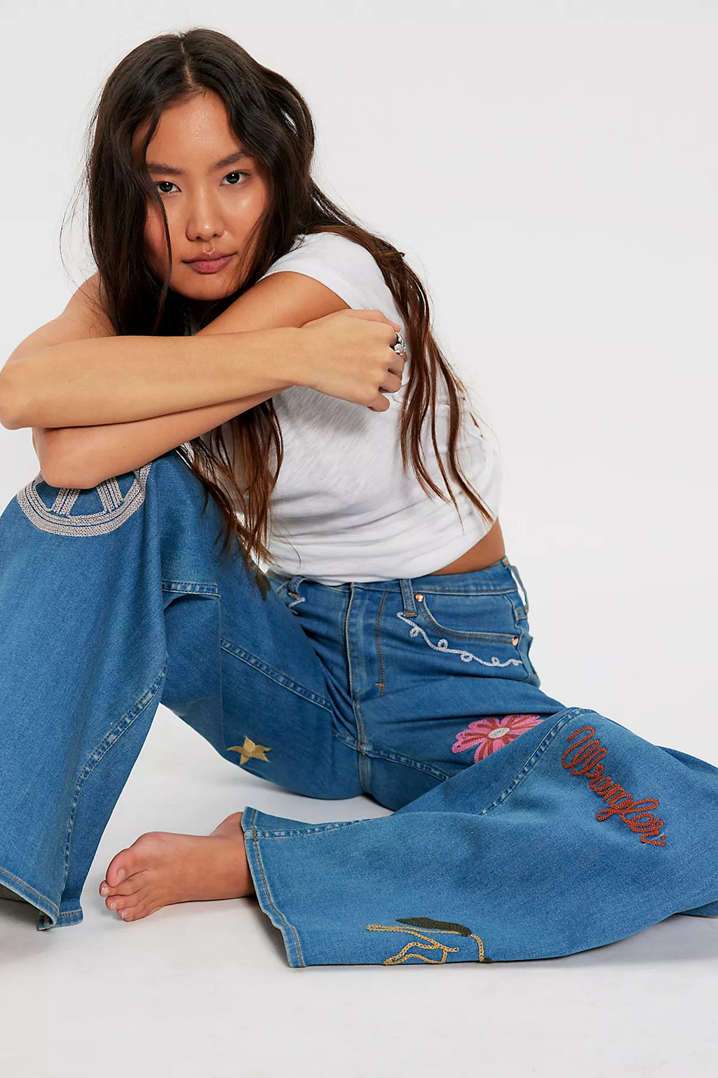 Wrangler X Lainey Wilson Embroidered Cheeky Wide-Leg Jeans