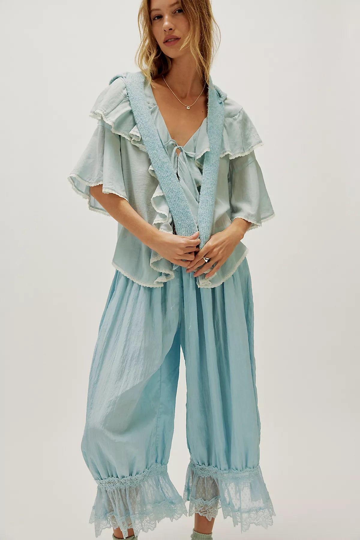 Spell Bluebird Ruffled Blouse