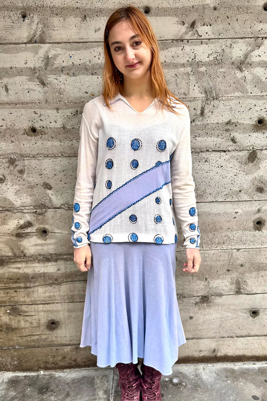 1920’s Periwinkle Embroidered Dress Selected by Nomad Vintage