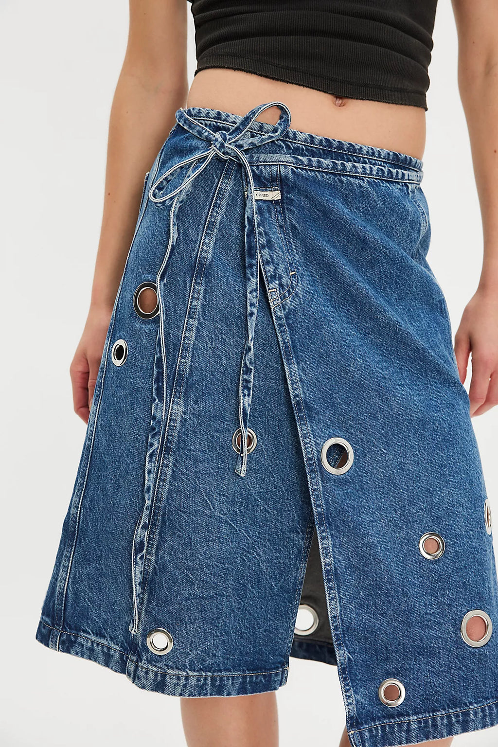 Closed Wrap Grommet Midi Skirt