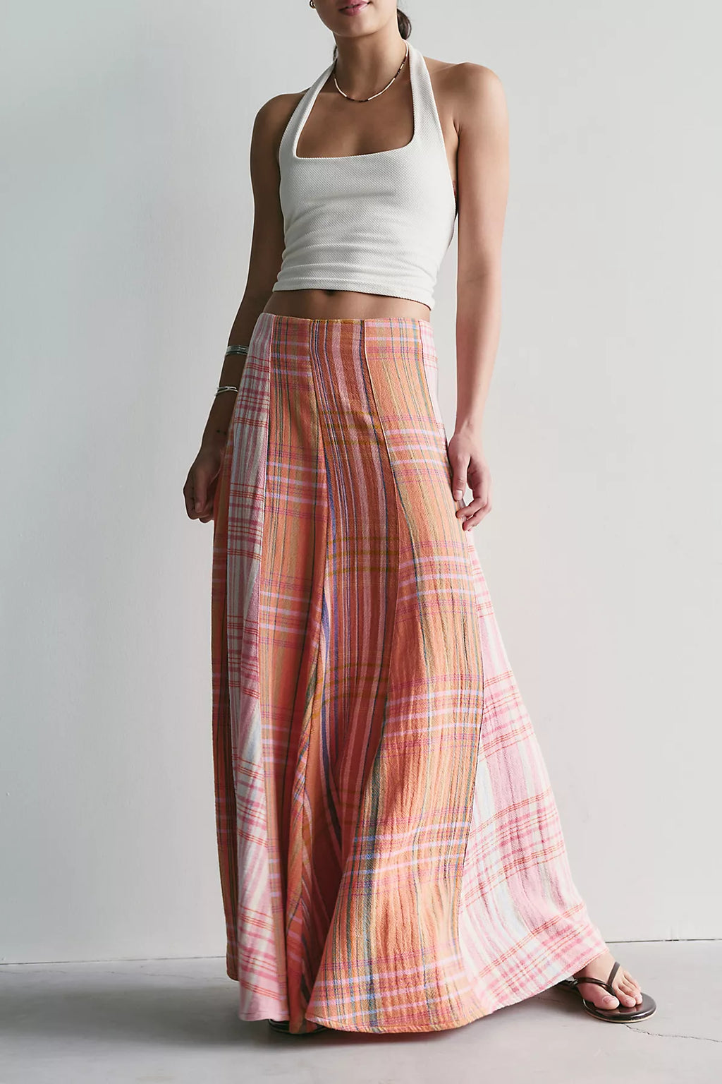 Maizie Summer Plaidwork Maxi Skirt
