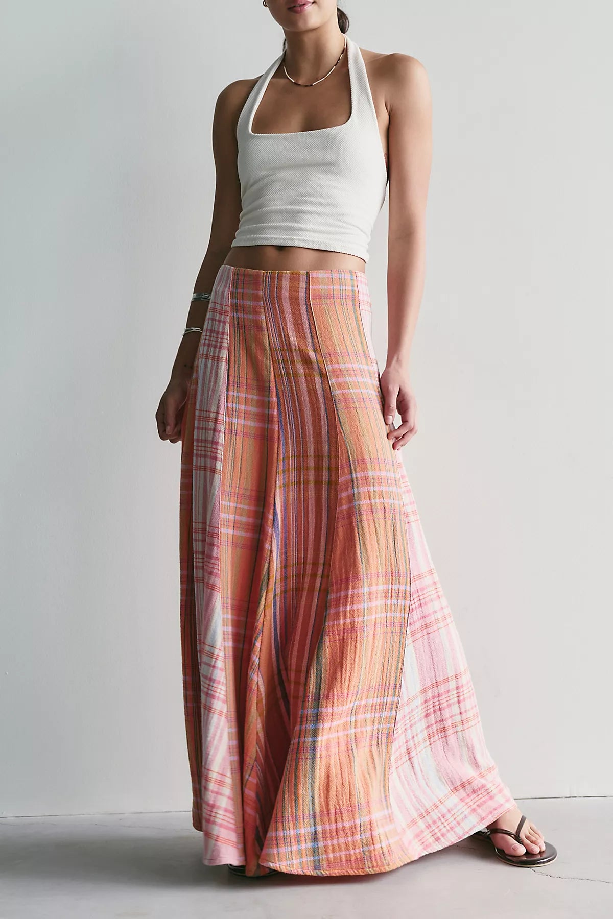 Maizie Summer Plaidwork Maxi Skirt