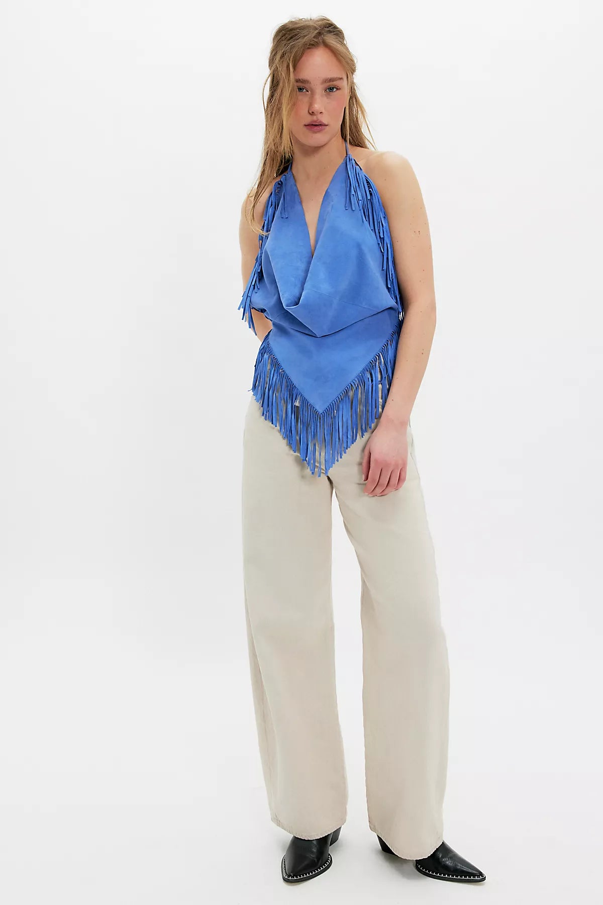 Understated Leather Madi Fringe Halter Top