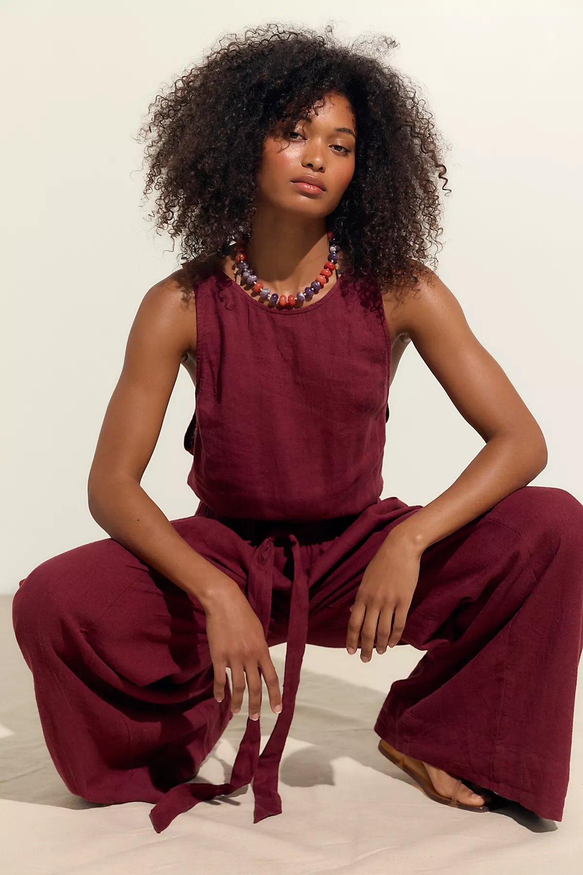 Sandshell Linen Linden One-Piece Jumpsuit