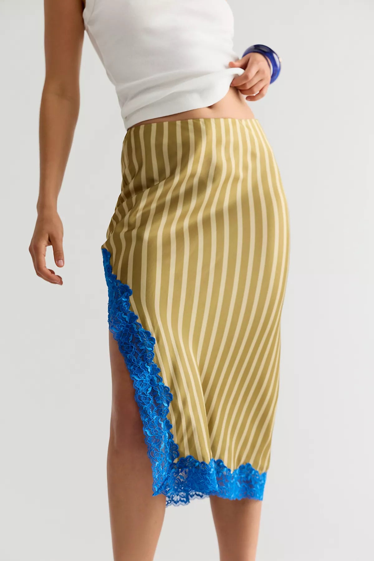 Bias Behavior Stripe Midi Skirt