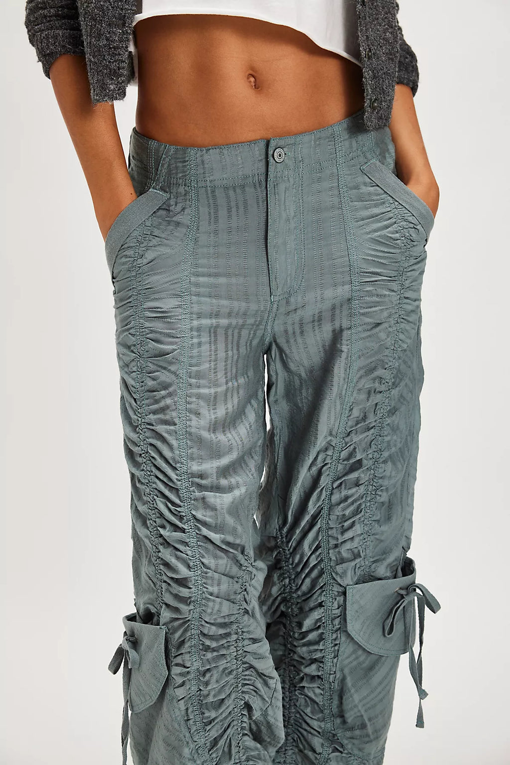 We The Free Scorpio Shirred Mid-Rise Cargo Pants
