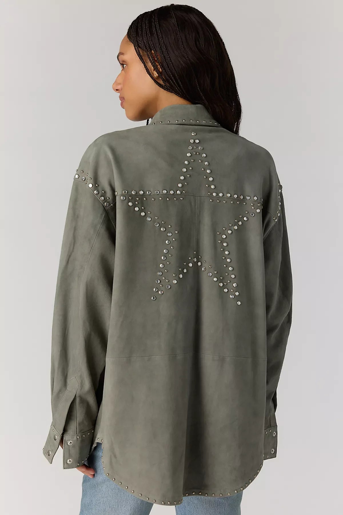 Understated Leather Starburst Shirt Jacket