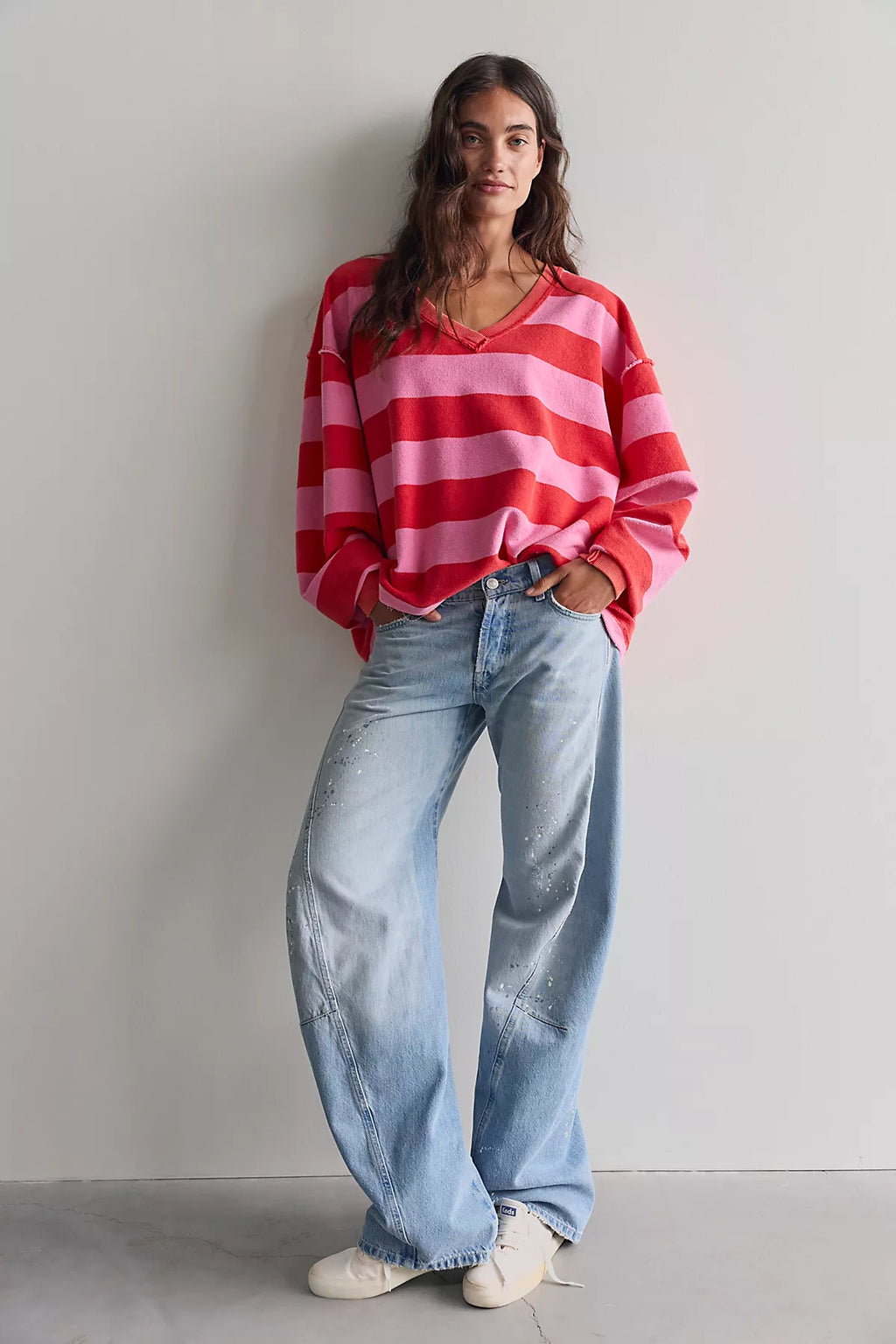 We The Free Venice V-Neck Striped Sweatshirt