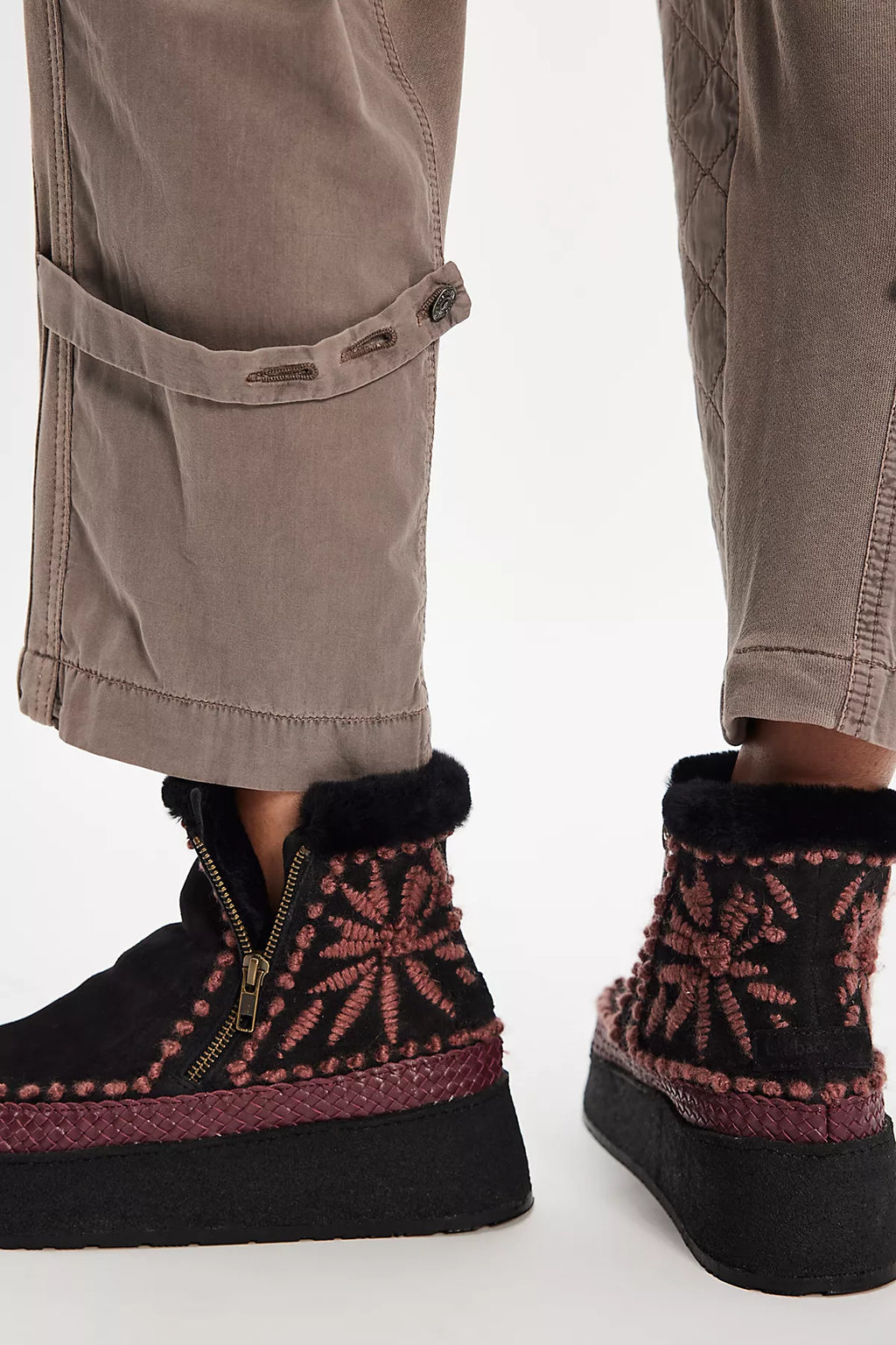 Setsu Platform Floral Stitched Boots