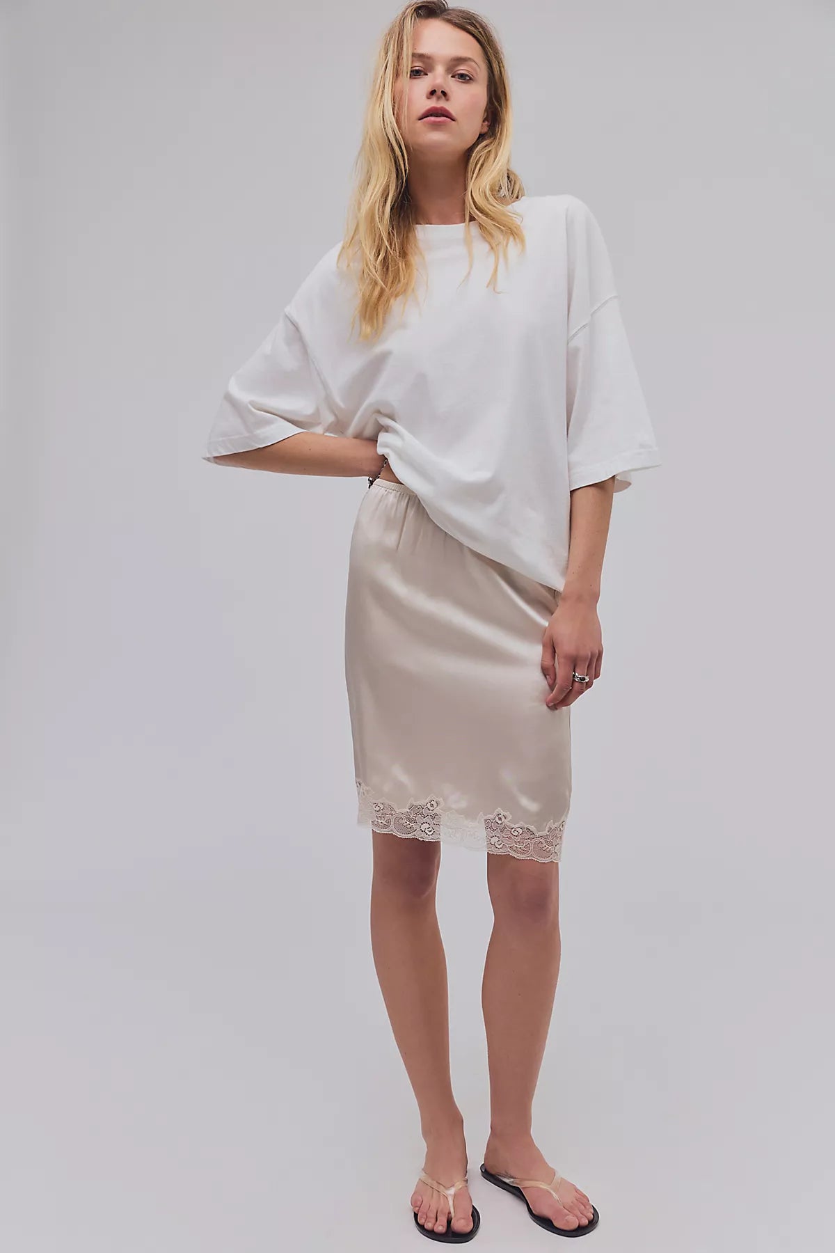 Only Hearts Silk Charmeuse Knee-Length Slip Skirt