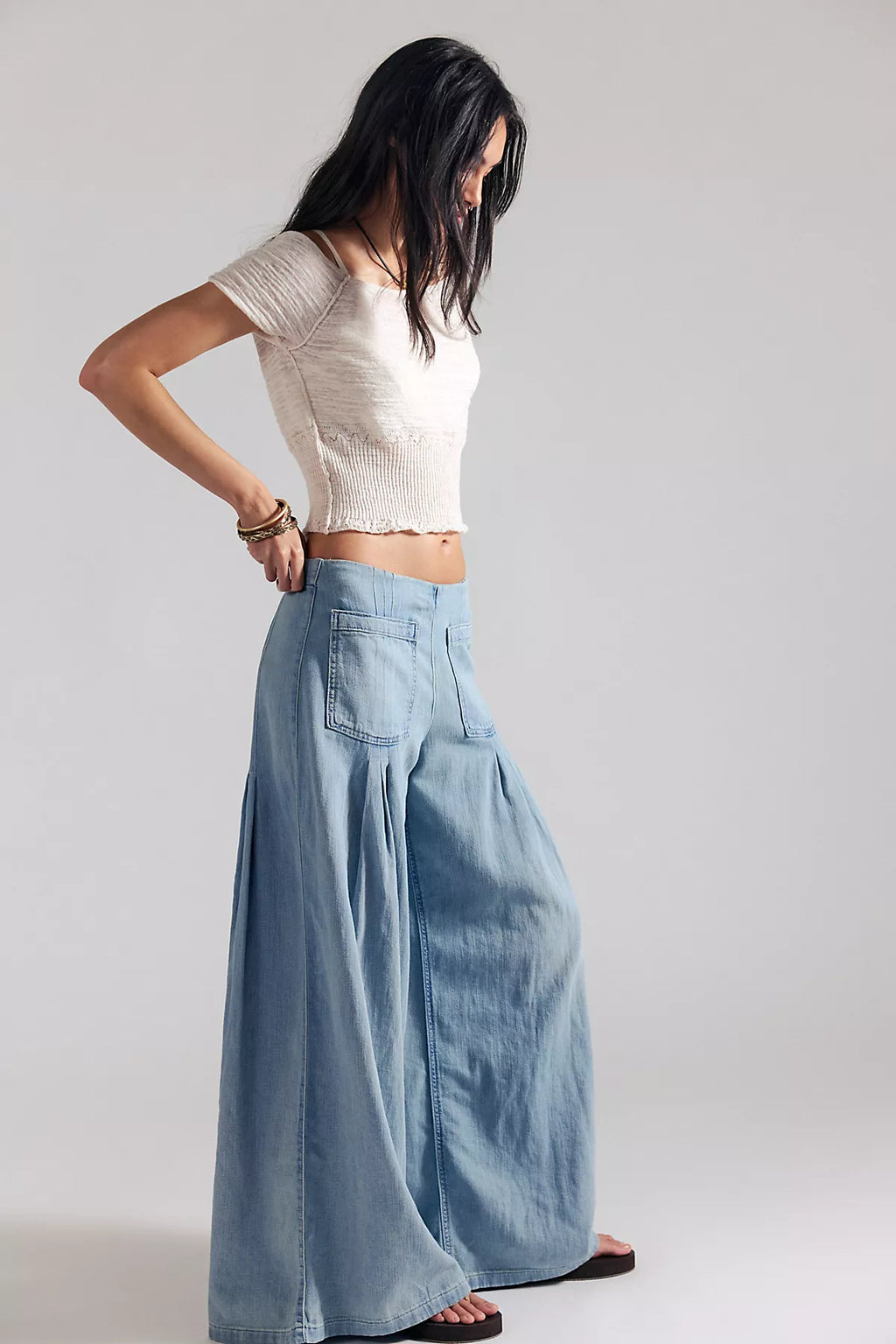We The Free Plot Twist Pintuck Wide-Leg Jeans