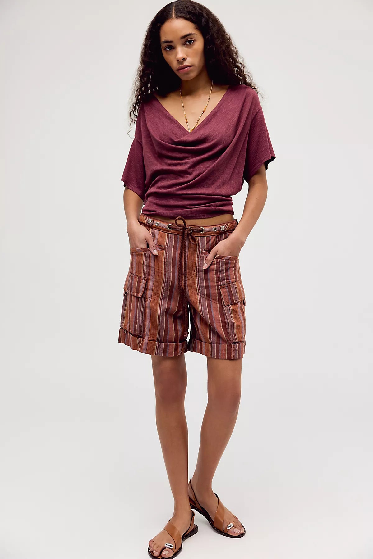 We The Free Tinsley Waterfall Cowl-Neck Top