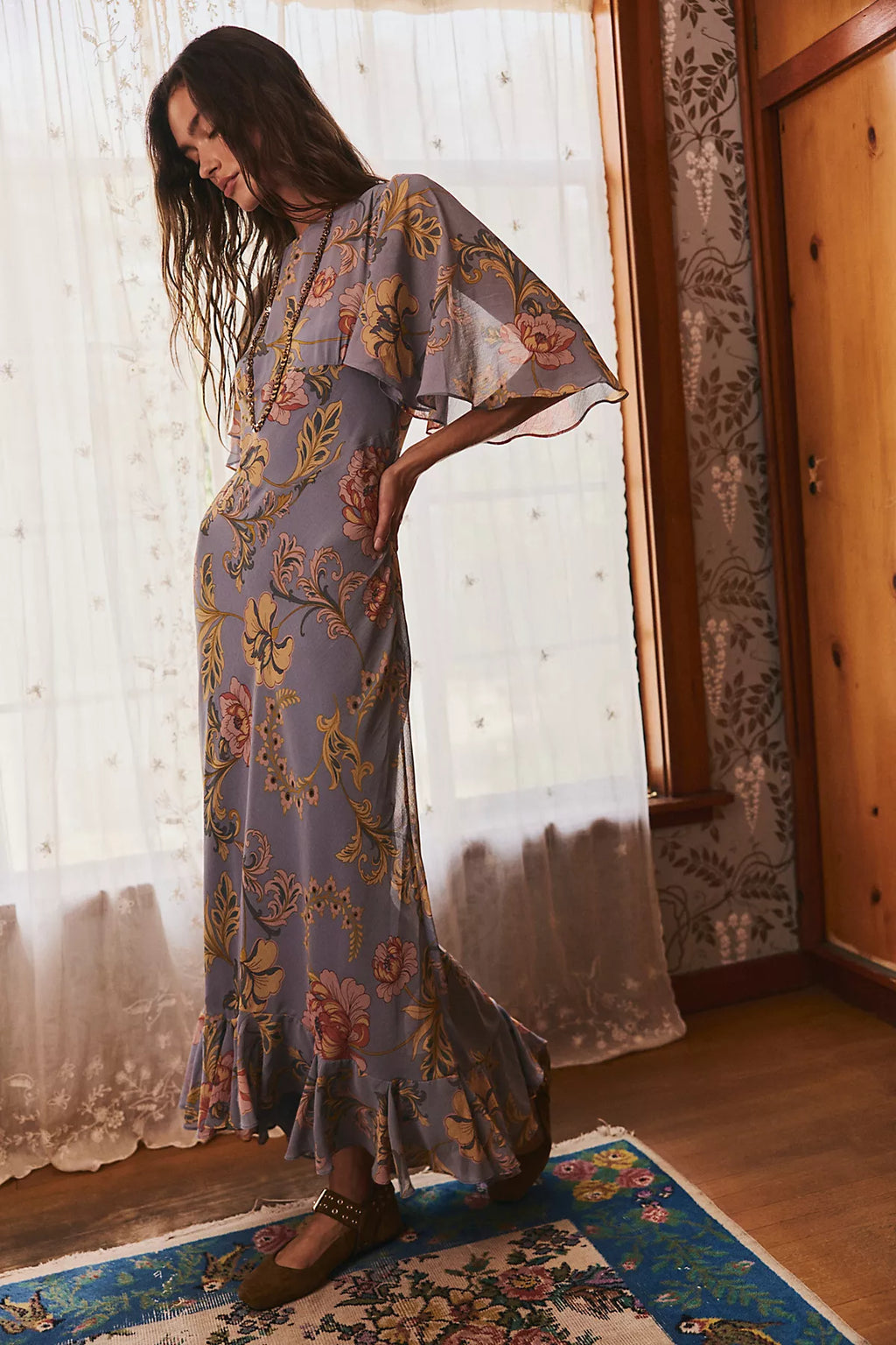 Swan Song Printed Midi Dress