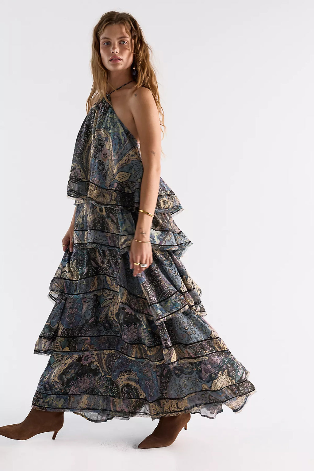 Trapeze Cotton Silk Maxi Skirt Set