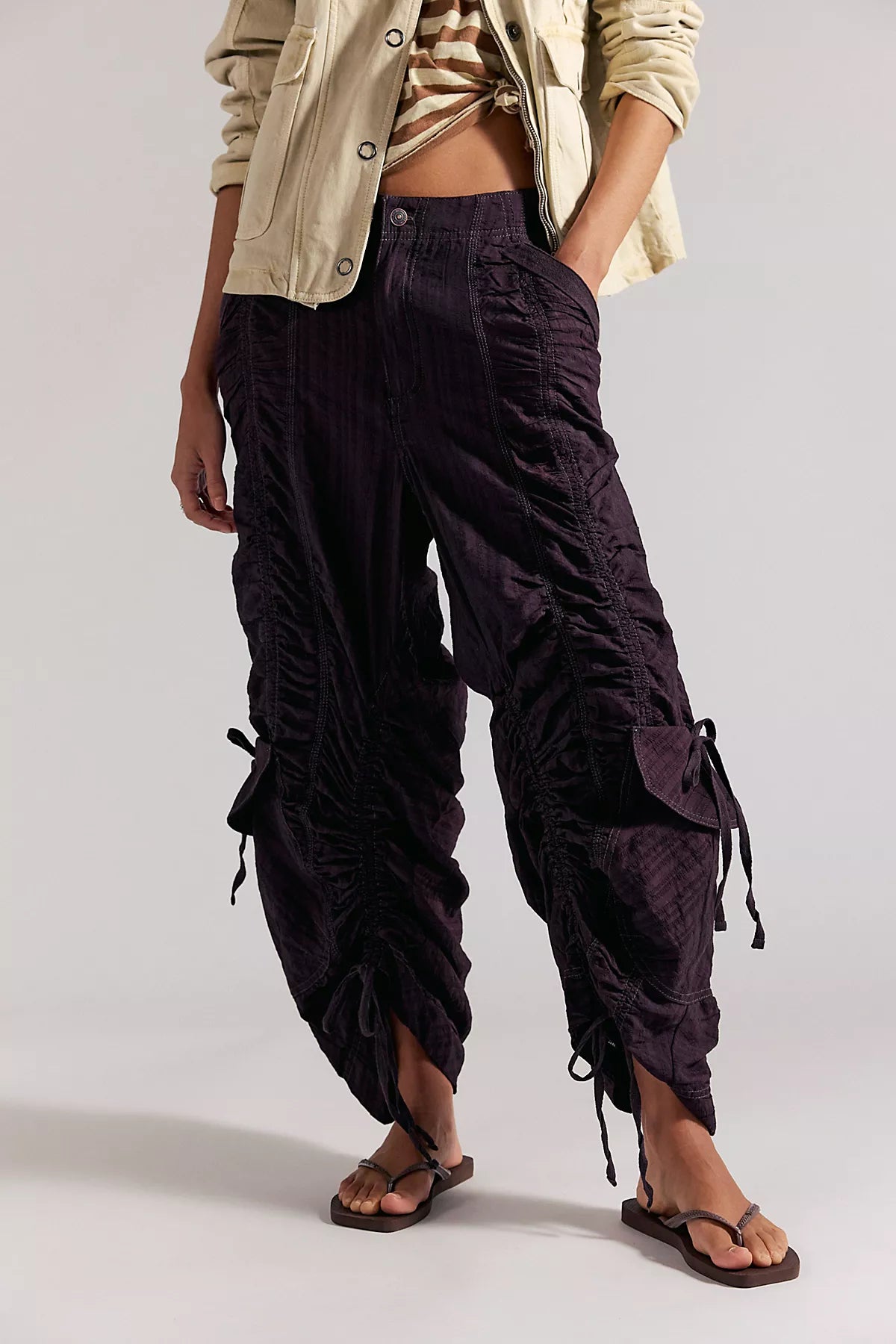 We The Free Scorpio Shirred Mid-Rise Cargo Pants
