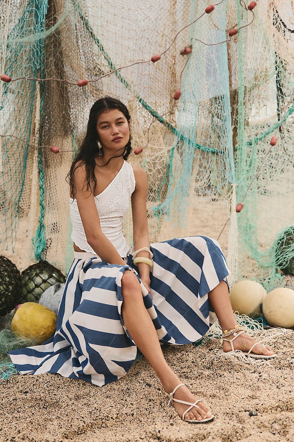 Lowen Striped Midi Skirt
