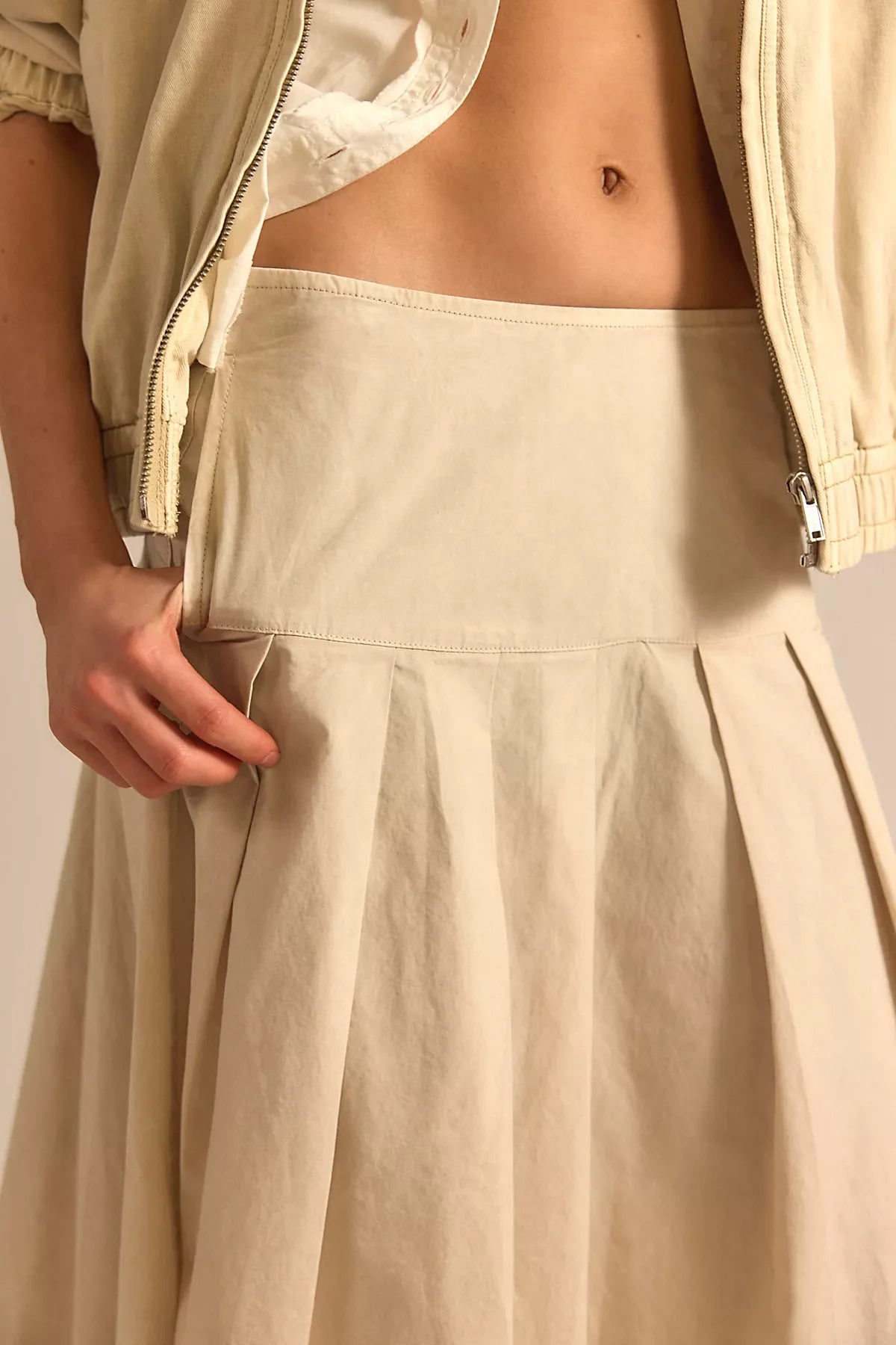 We The Free Skipper Pleated Chino Midi Skirt