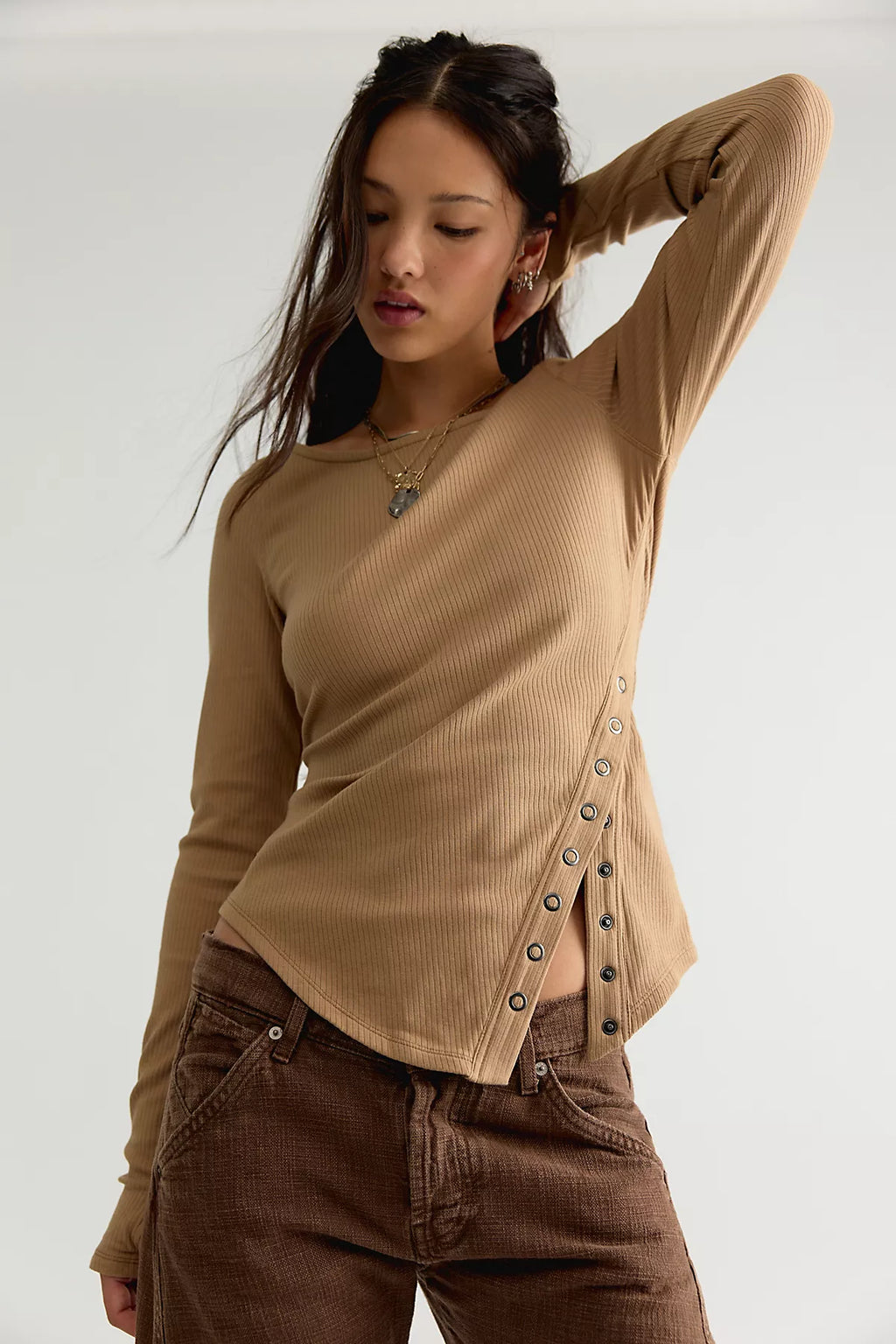 Over You Asymmetric Long Sleeve Top