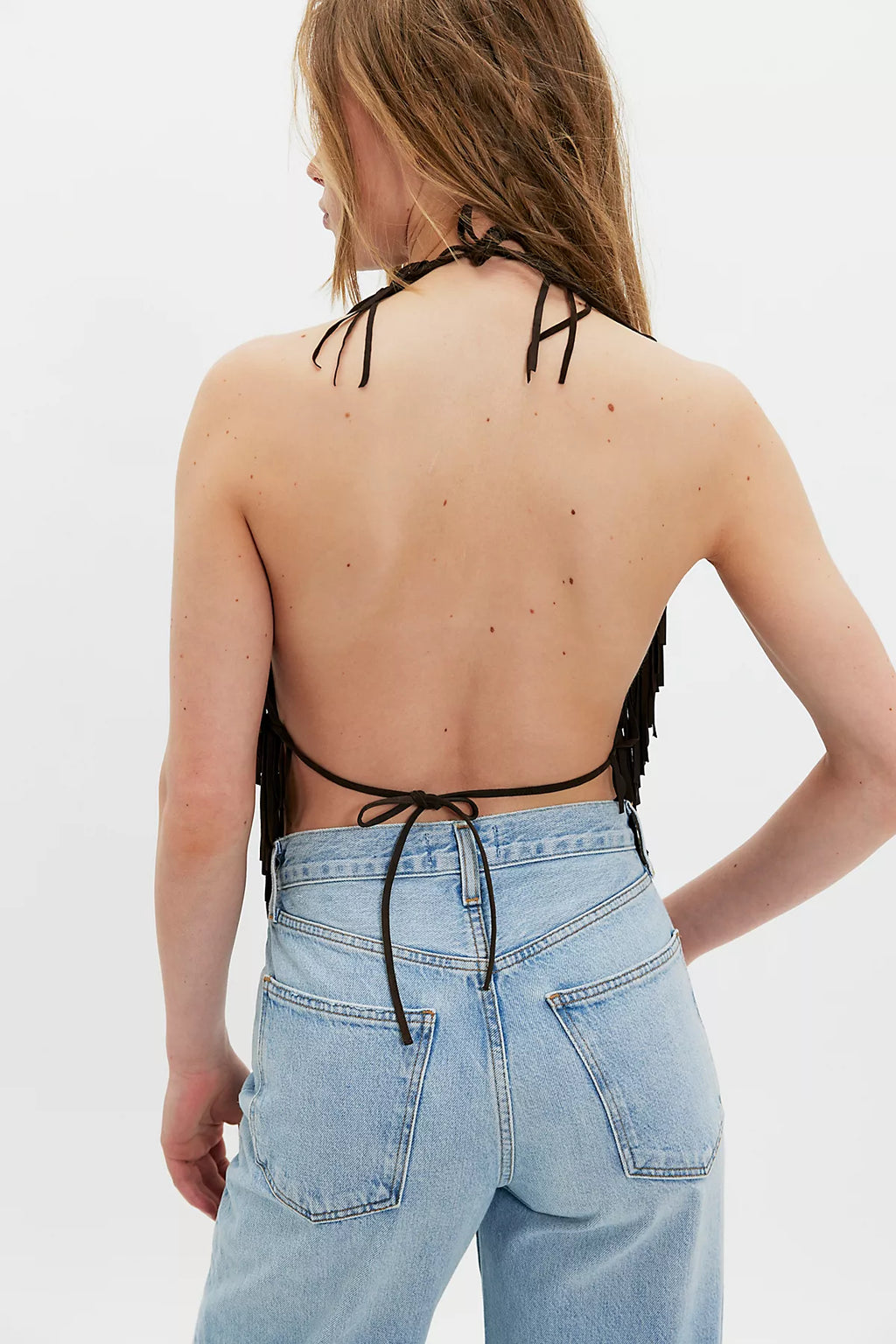 Understated Leather Madi Fringe Halter Top