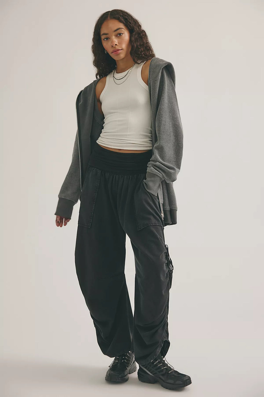 Asparagus Curved Asymmetrical Zip-Up