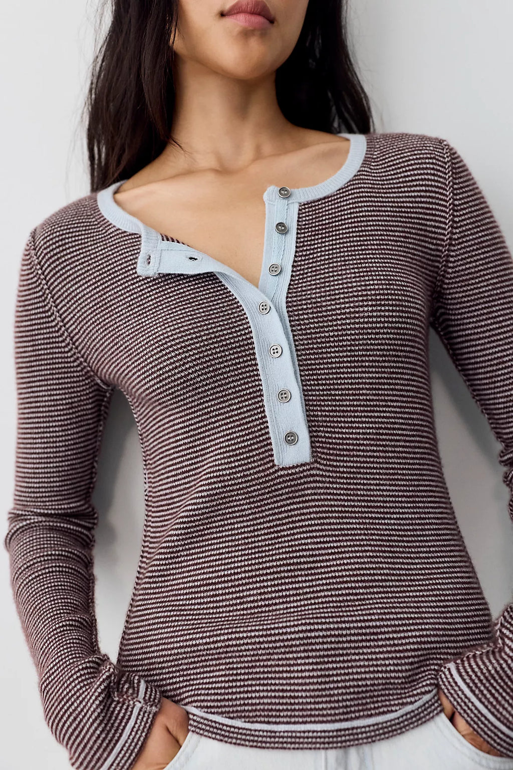 We The Free Hudson Striped Cashmere Henley