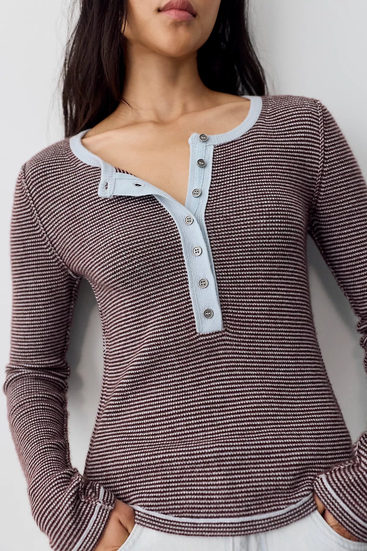 We The Free Hudson Striped Cashmere Henley