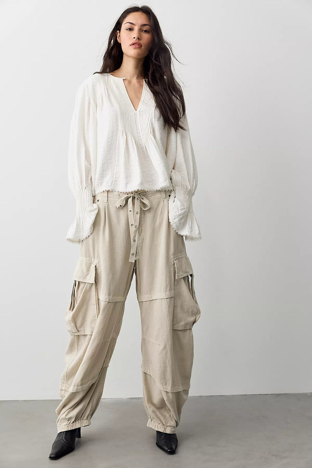 We The Free Reef Curved Linen Cargo Pants