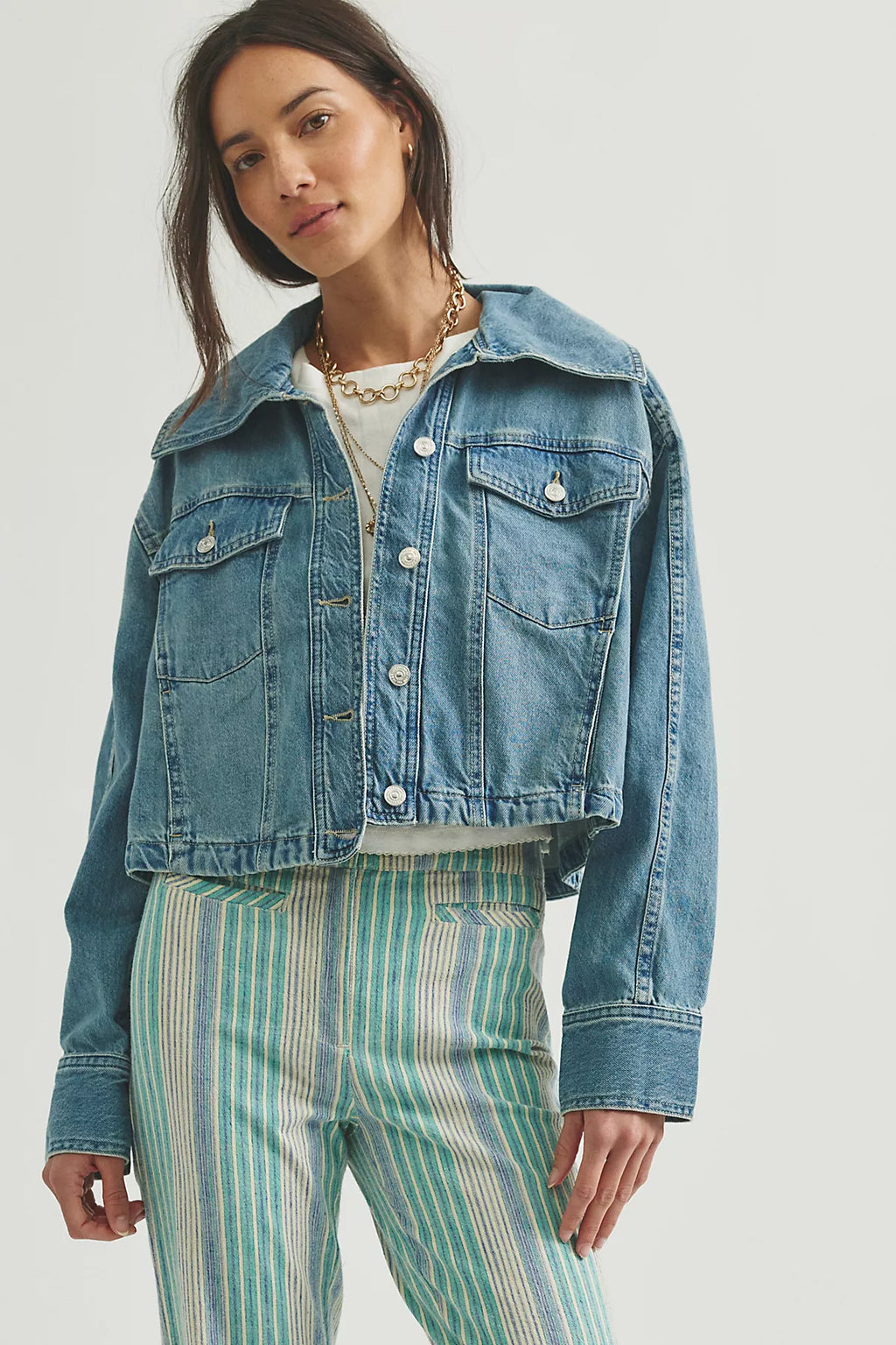 We The Free Side To Side Cropped Denim Jacket