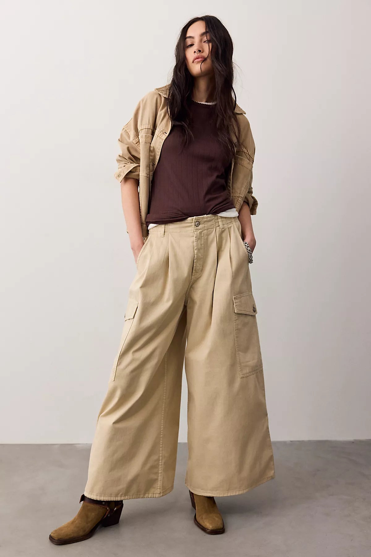 We The Free Wild Winds Cinched Wide-Leg Jeans