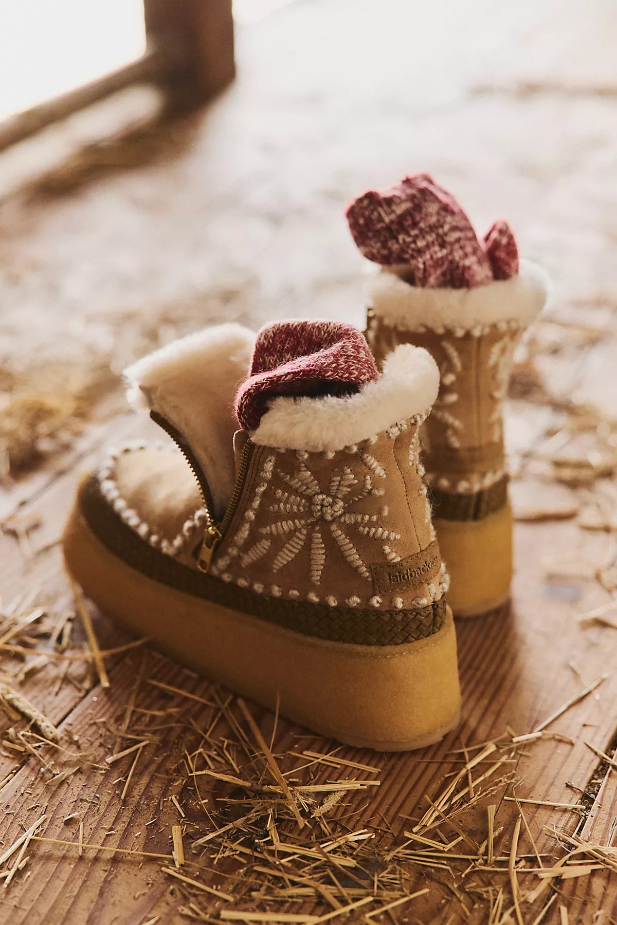 Setsu Platform Floral Stitched Boots