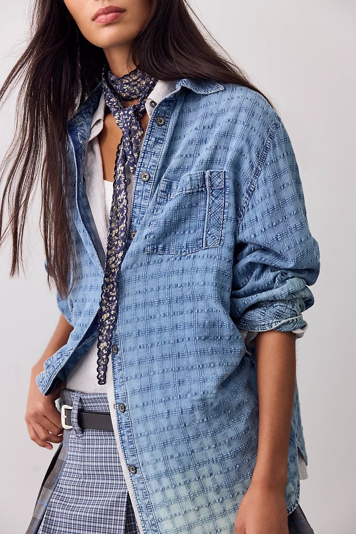 We The Free Sabine Indigo Dobby Button Down