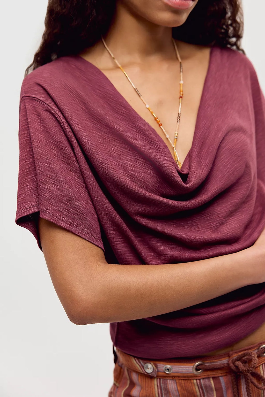 We The Free Tinsley Waterfall Cowl-Neck Top