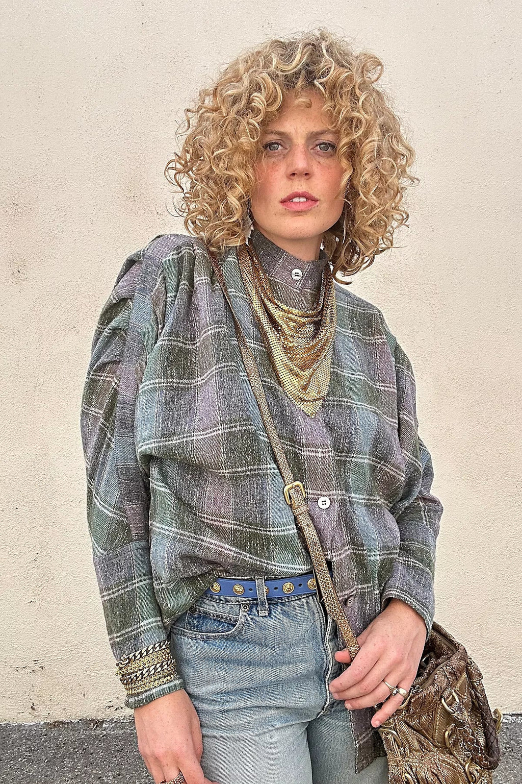 Vintage Issey Miyake Grey Plaid Shirt Selected by The Curatorial Dept.