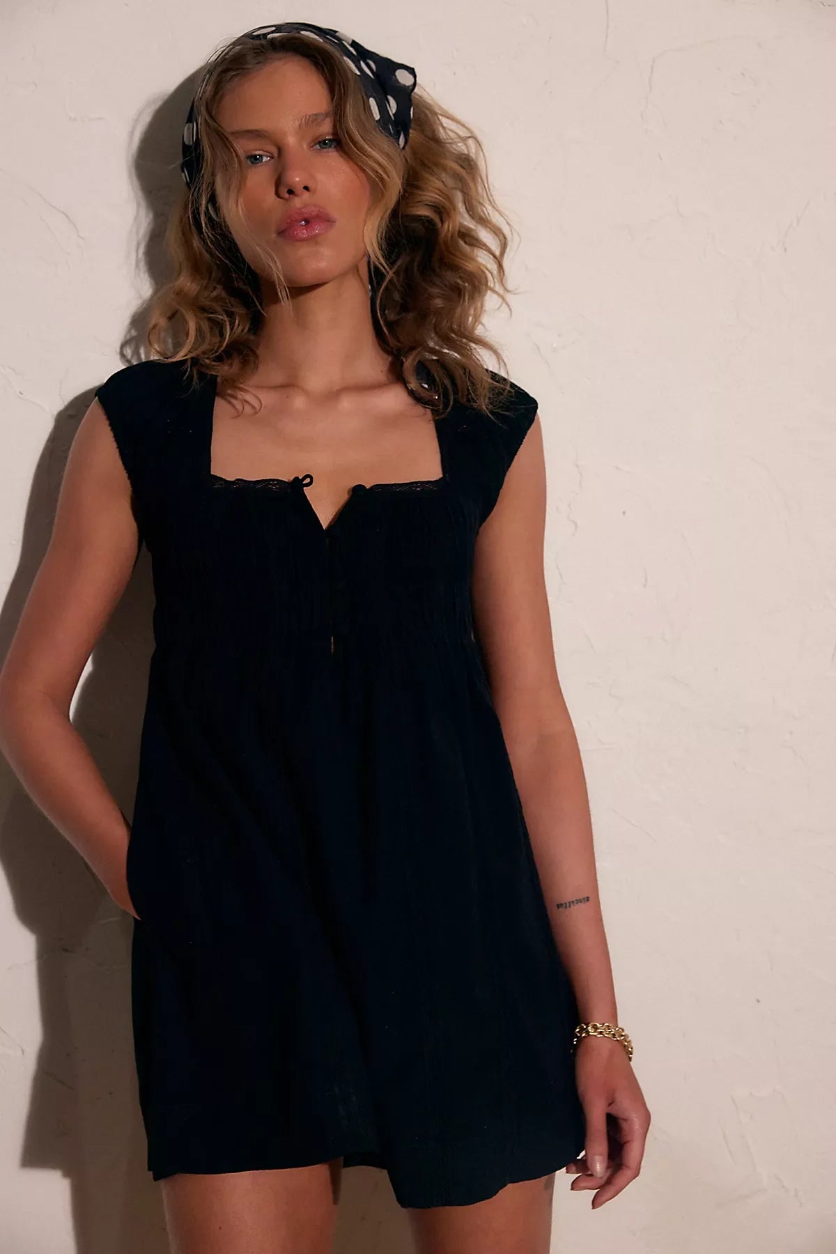 Nina Babydoll Cotton-Linen Mini Dress