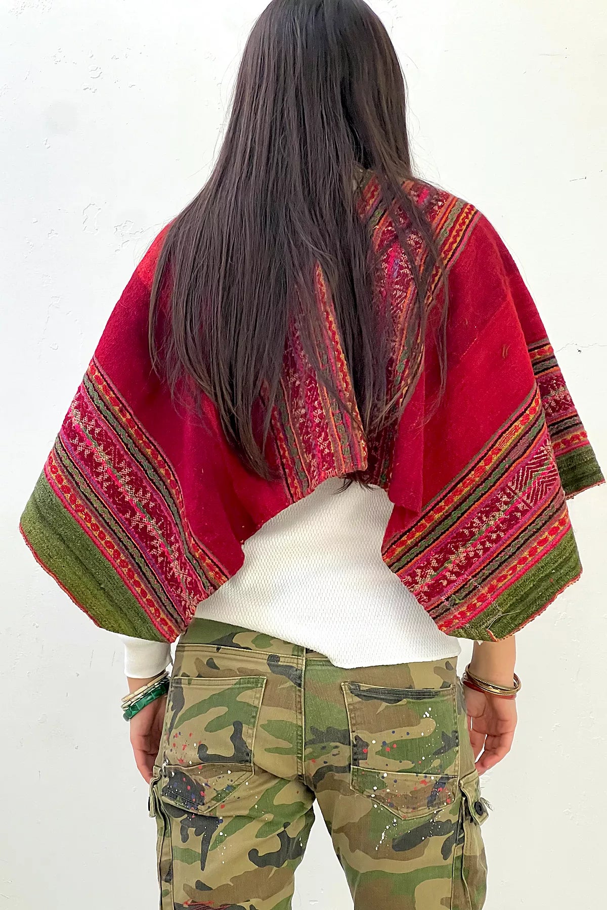 Anna Corinna Reworked Vintage Hand Woven Poncho Top