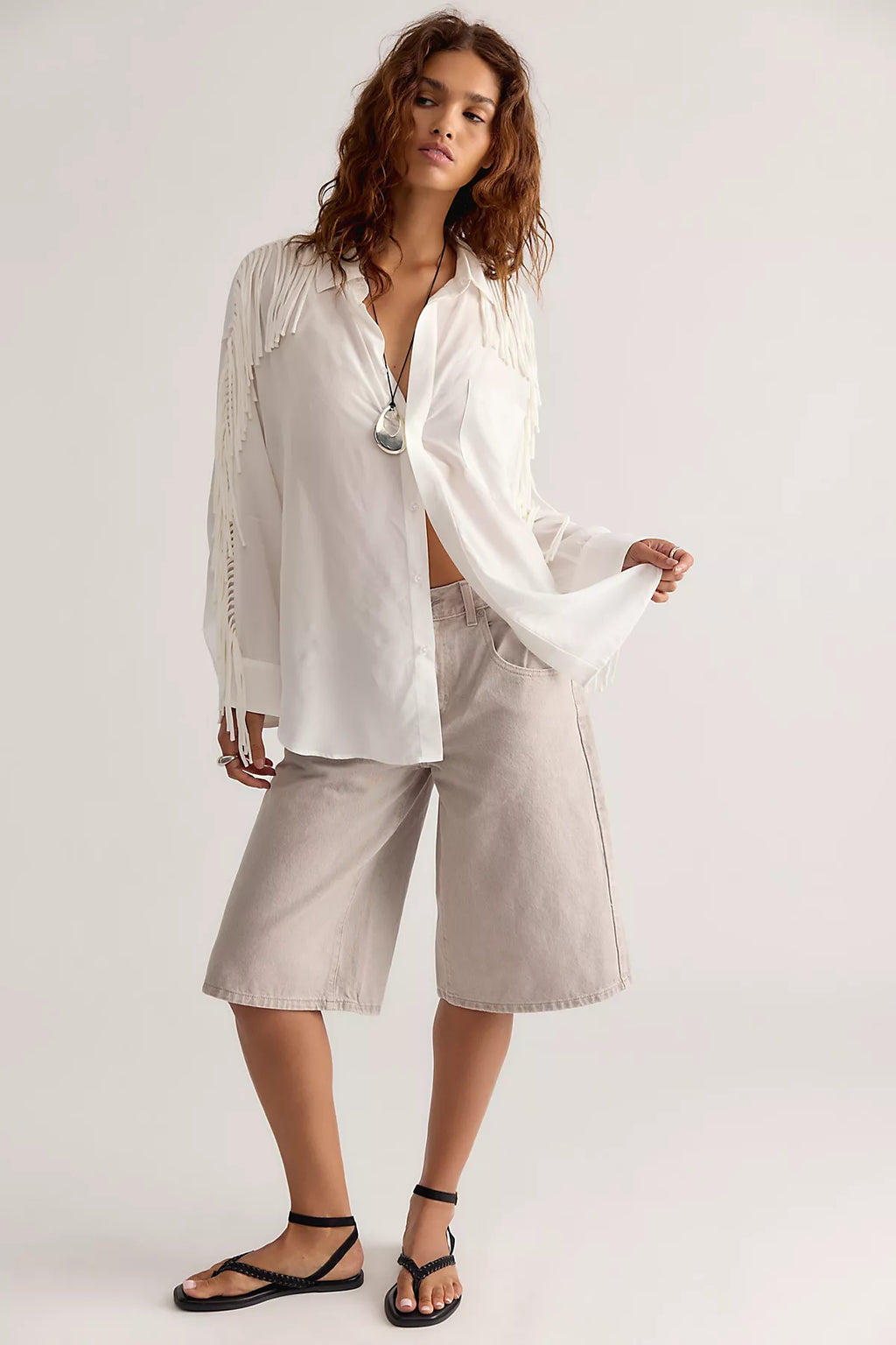 The Tales Western Nights Opal Fringe Button Down